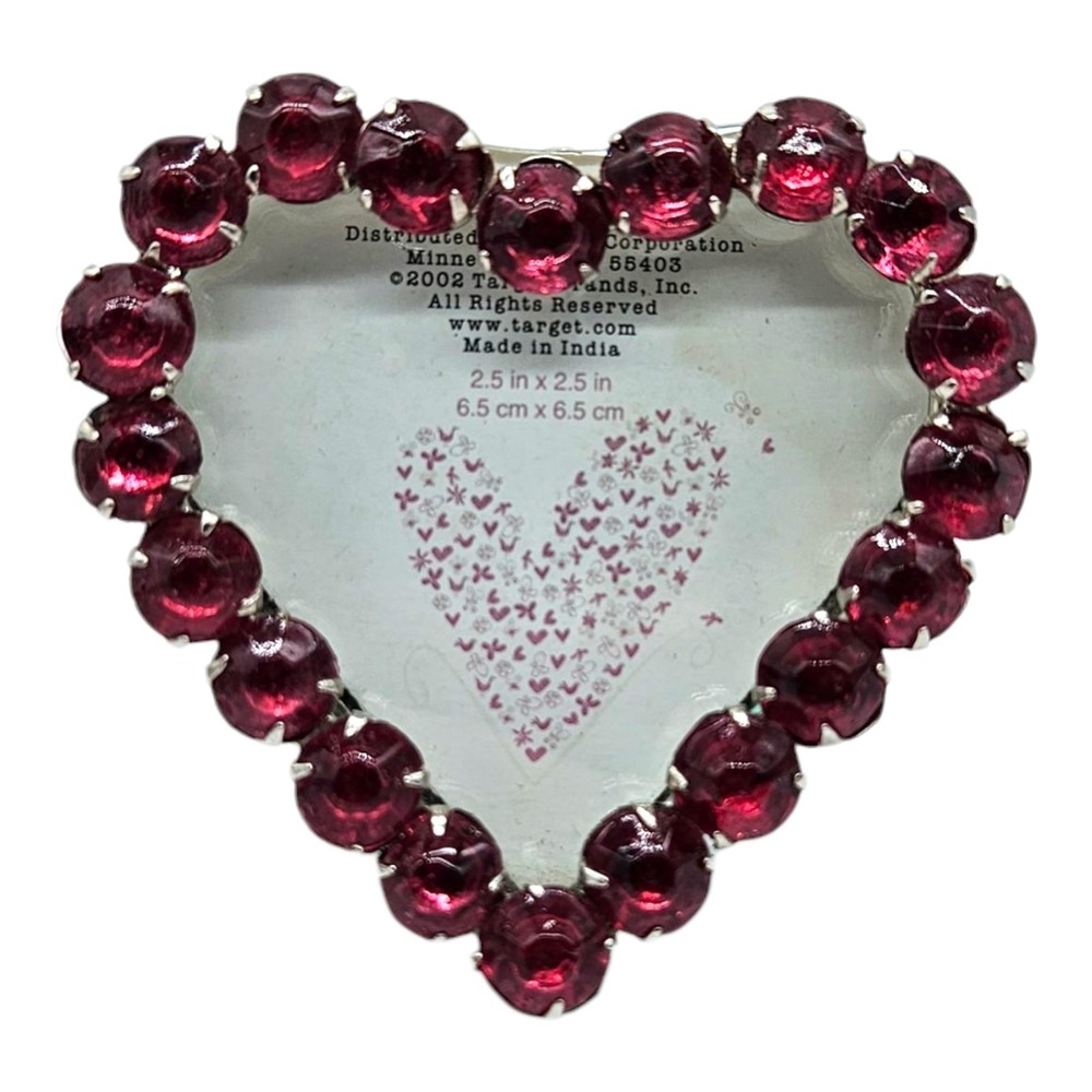 3 VTG Heart Shape Rhinestone Picture Frames Small Mini Red Pink Clear Y2K 2.5" - Picture 4 of 9